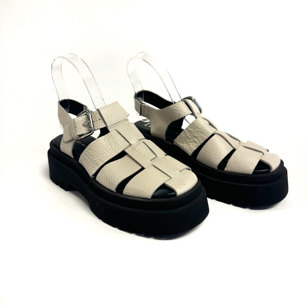 Miista Cream and Black Chunky Platform Sandals